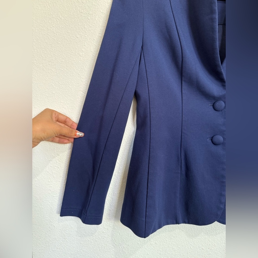 Marycrafts Navy Blue Structured Career Blazer Size 4 Business Office Work Jacket - Picture 3 of 9